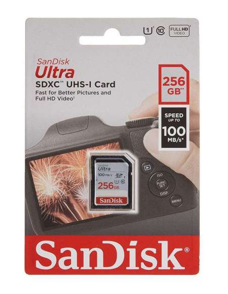 SanDisk Ultra 256Go SDHC Carte Mémoire allant jusqu'à 100MB/s, Class 10 UHS-I - 0619659178222 - Stockizi