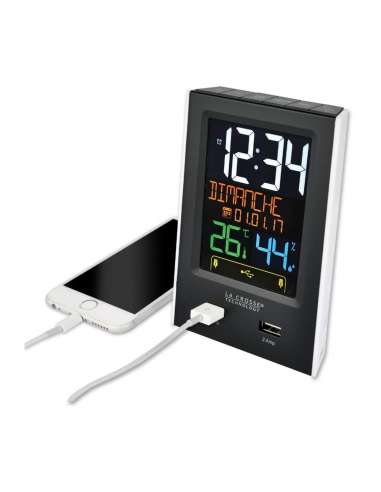 La Crosse Technology - WS6816 - Station de température colorée - Réveil avec double chargeur USB - Noir - 3700123854654 - Sto...