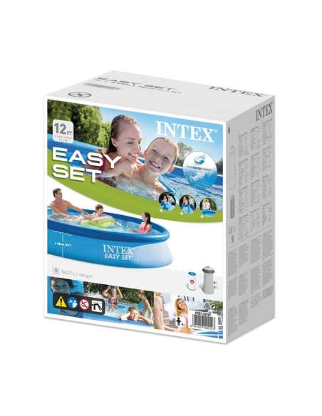 Intex - Kit Piscine gonflable - Ronde - Easy Set - 3.66 x 0.76 m - Épurateur + Cartouche inclus - Bleu - 6941057400143 - Stoc...