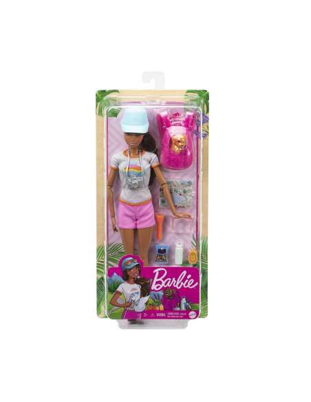 Barbie Bien-être coffret Randonnée avec poupée brune, figurine chiot, 9 accessoires inclus - 0887961908886 - Stockizi